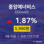 중앙에너비스주식주가  30일  현재 5990원