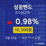 주가그래프 성광벤드 주가 30일  현재 10300원