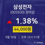 [특징주 주가정보]  30일 삼성전자 마감증시 44000원...