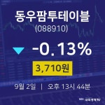 동우팜투테이블주식장  2일  현재 3710원