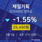 [특징주분석 주가정보] 9월 3일 제일기획 25450원으로 장 마감