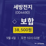 9월 4일 세방전지 주가차트 38500원  0.00%