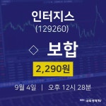 종목검색 인터지스 주가 4일  현재 2290원