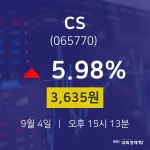 9월 4일 CS 주가차트 5.98% 3635원
