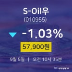 주식창 S-Oil우 주가 5일  현재 57900원