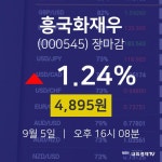 [인기주 종목정보] 9월 5일 흥국화재우 4895원으로 장 마감