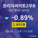 [특징주 종목정보]  5일 코리아써키트2우B 마감증시 3895원...