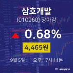 [인기종목 매매동향] 9월 5일 삼호개발 4465원으로 장 마감