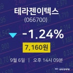 오늘주식 테라젠이텍스 주가 6일  현재 7160원