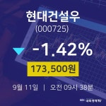 9월 11일 현대건설우 배당주식 173500원  -1.42%