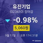 [특징주 주가정보]  11일 유진기업 마감증시 5060원...