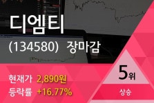 [특징주] 디엠티 23일 거래량 상위 5위 종목 올라...