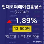 현대코퍼레이션홀딩스주가그래프  25일  현재 13500원