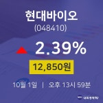 증권플러스 현대바이오 주가 1일  현재 12850원
