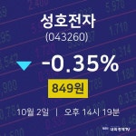 주가차트 성호전자 주가 2일  현재 849원