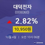 대덕전자실시간주식현황  4일  현재 10950원