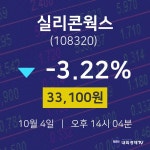 주식시세현황 실리콘웍스 주가 4일  현재 33100원