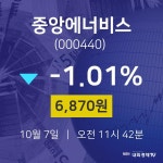 중앙에너비스증권플러스  7일  현재 6870원