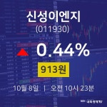 주식장 신성이엔지 주가 8일  현재 913원