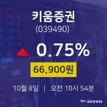 주식증권 키움증권 주가 8일  현재 66900원