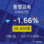 오늘주식시장 동양고속 주가 8일  현재 26600원