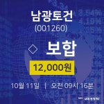 남광토건증권매매  11일  현재 12000원