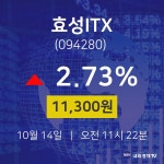 주식그래프 효성ITX 주가 14일  현재 11300원