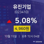 실시간주식현황 유진기업 주가 15일  현재 4960원