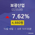 10월 18일 보광산업 시세보기 4660원  7.62%
