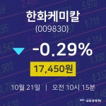 주식실시간 한화케미칼 주가 21일  현재 17450원