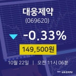 10월 22일 대웅제약 주식추천주 -0.33% 149500원