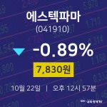 10월 22일 에스텍파마 오늘주식장 7830원  -0.89%