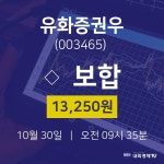증권주식 유화증권우 주가 30일  현재 13250원