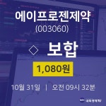 에이프로젠제약주식시세현황  31일  현재 1080원