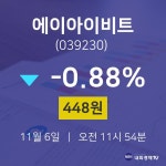 11월 6일 에이아이비트 시세보기 -0.88% 448원