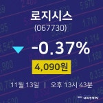 로지시스주식증권  13일  현재 4090원