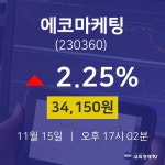 주식그래프 에코마케팅 주가 15일  현재 34150원