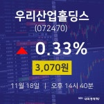 11월 18일 우리산업홀딩스 증권매매 3070원  0.33%