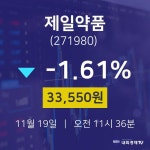 제일약품주식종목시세  19일  현재 33550원