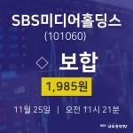 11월 25일 SBS미디어홀딩스 주식주가 0.00% 1985원