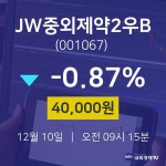 JW중외제약2우B주식주가  10일  현재 40000원