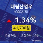 12월 20일 대림산업우 증권주식 1.34% 41700원
