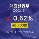 증권플러스 대림산업우 주가 6일  현재 40700원