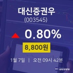 오늘주식시세 대신증권우 주가 7일  현재 8800원