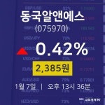 동국알앤에스주식주가  7일  현재 2385원