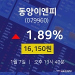 배당주식 동양이엔피 주가 7일  현재 16150원