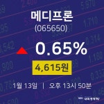 증권주식 메디프론 주가 13일  현재 4,615원