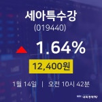 1월 14일 세아특수강 오늘주식 12,400원  1.64%