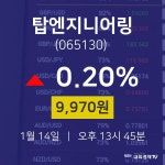 탑엔지니어링증권플러스  14일  현재 9,970원