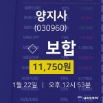 실시간주식현황 양지사 주가 22일  현재 11,750원